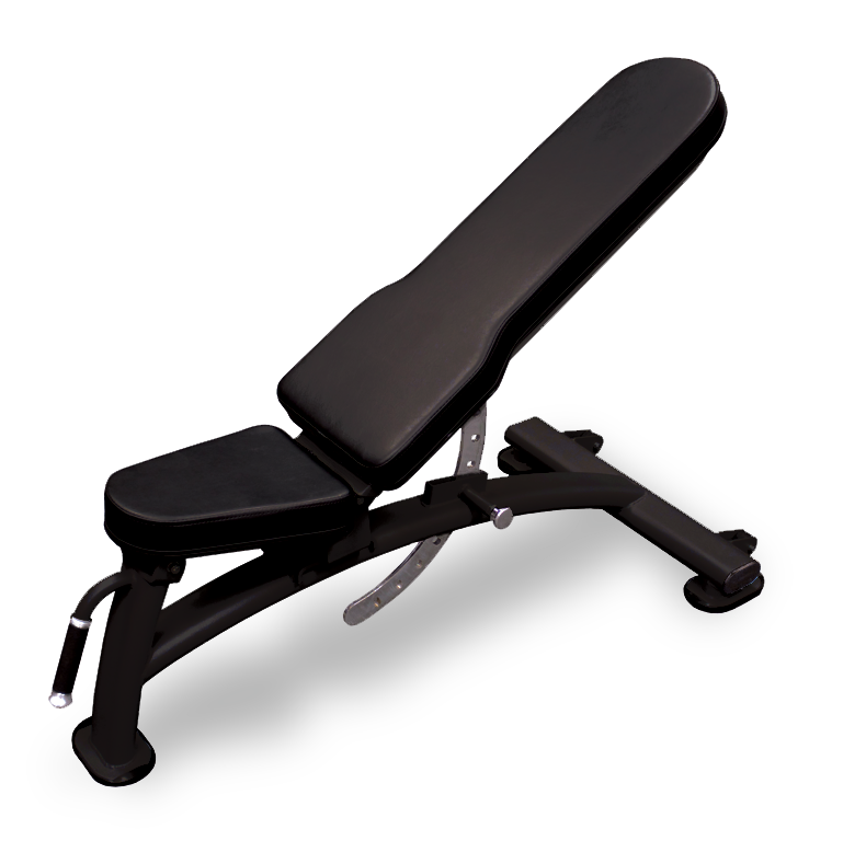 Black JORDAN incline and decline bench with black pads.