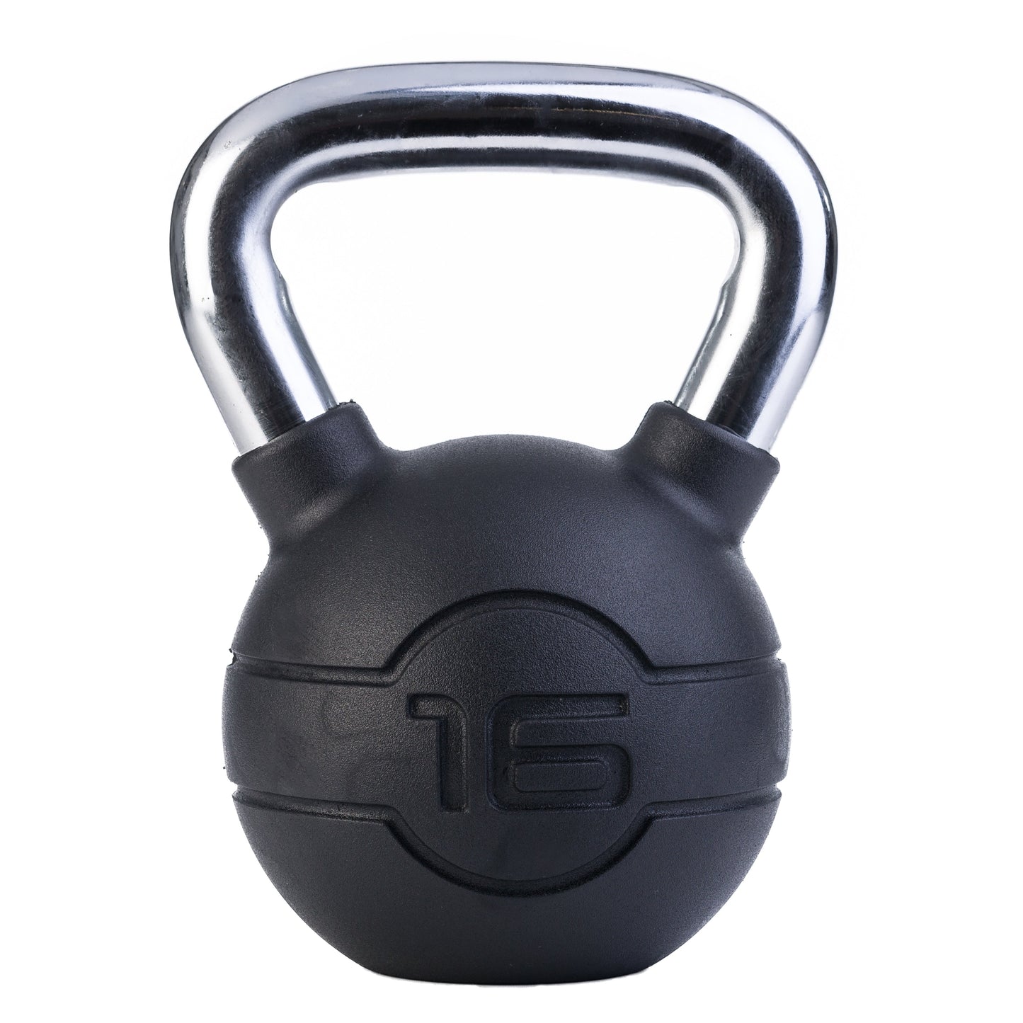 JORDAN 16kg Black rubber kettlebell with chrome handle (each) - main product view