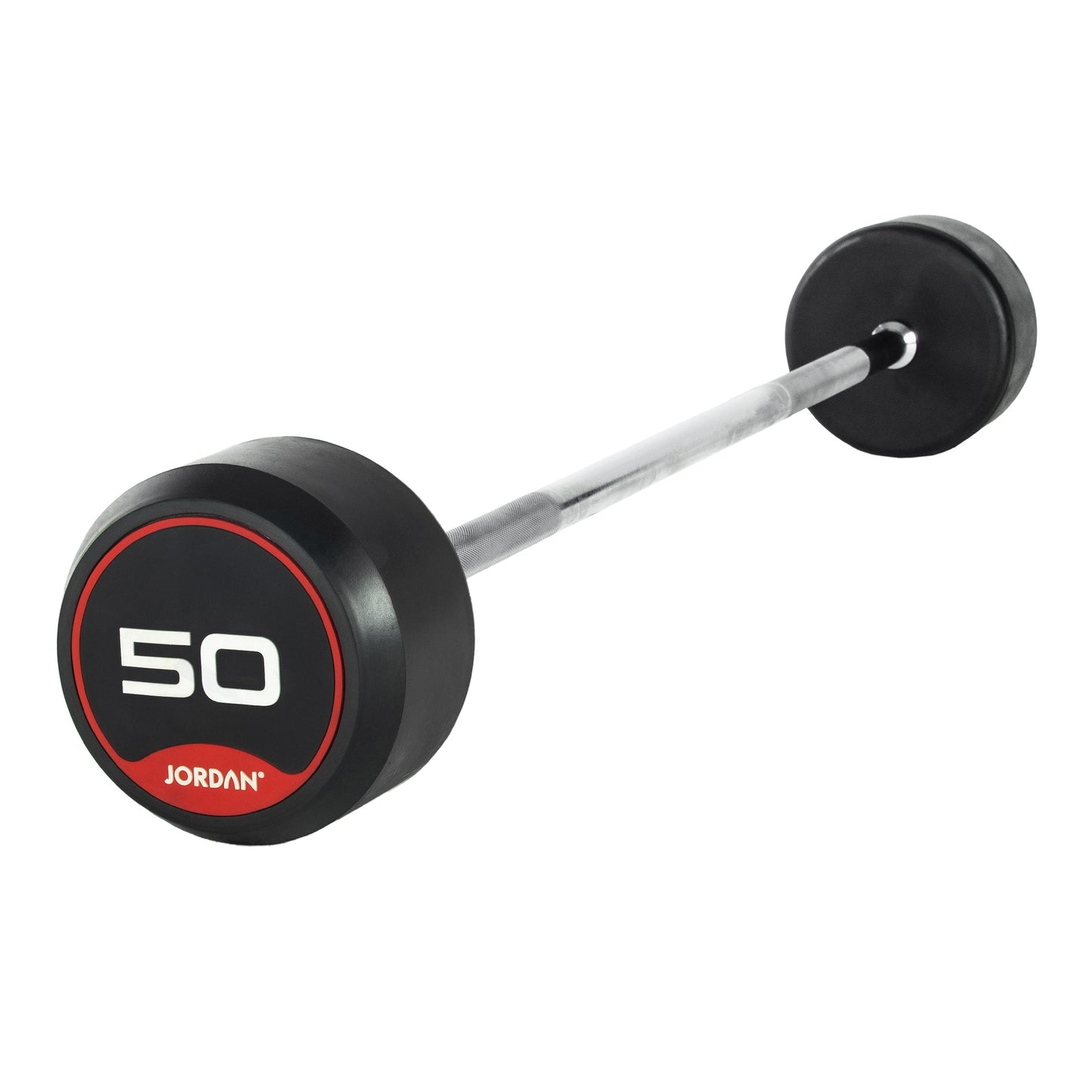 JORDAN 50kg Rubber Barbell - Straight Bar - Red - main product view