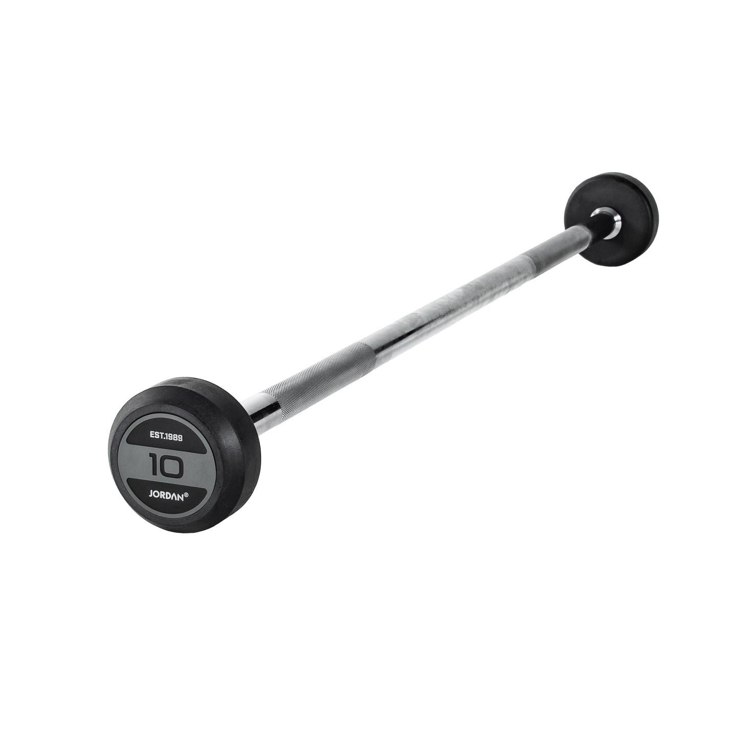 JORDAN 10kg Rubber Barbell - Straight Bar - Grey - main product view