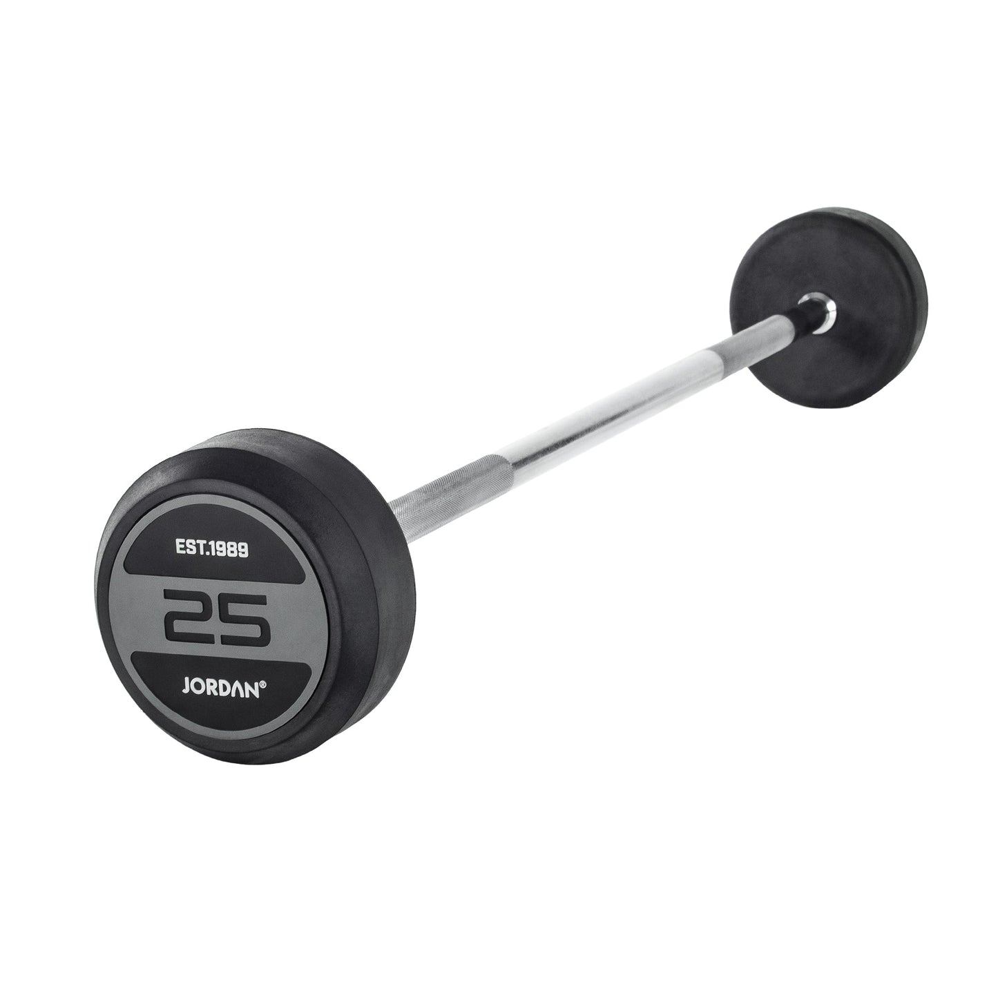 JORDAN 25kg Rubber Barbell - Straight Bar - Grey - main product view