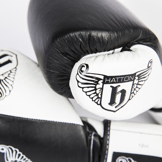 Hatton Pro Sparring Leather Velcro Glove (pair) Black 8oz - alternate angle