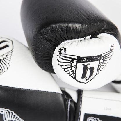 Hatton Pro Sparring Leather Velcro Glove (pair) Black 12oz
