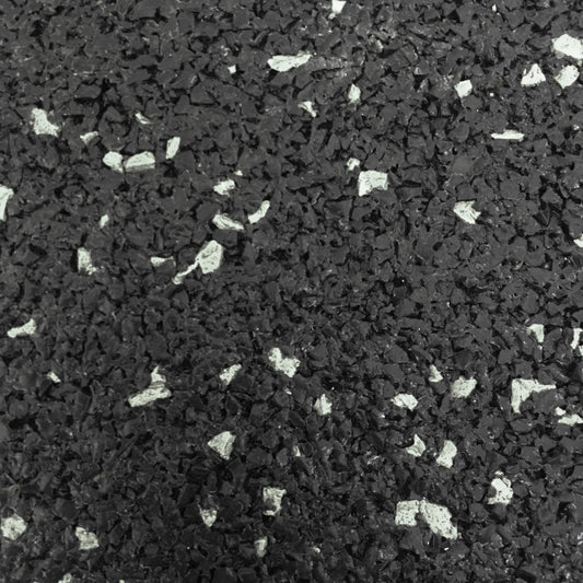 Grey-fleck texture in black ACTIV rubber flooring; edge profile is not shown.
