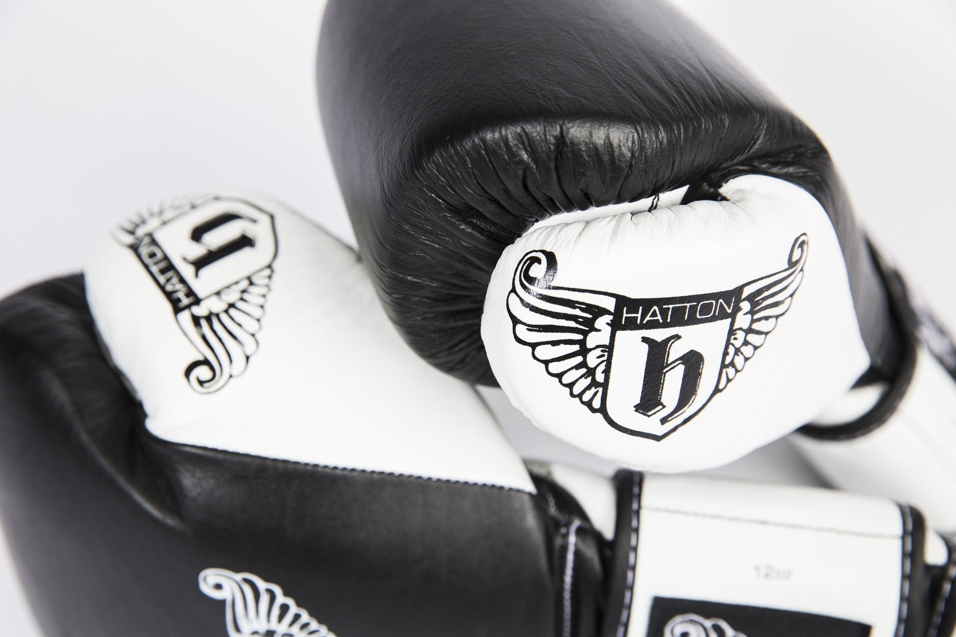 Hatton Pro Sparring Leather Velcro Glove (pair) Black 10oz - detail view