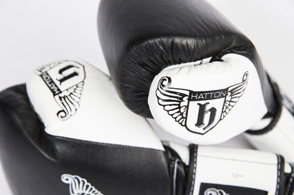 Hatton Pro Sparring Leather Velcro Glove (pair) Black 10oz - detail view