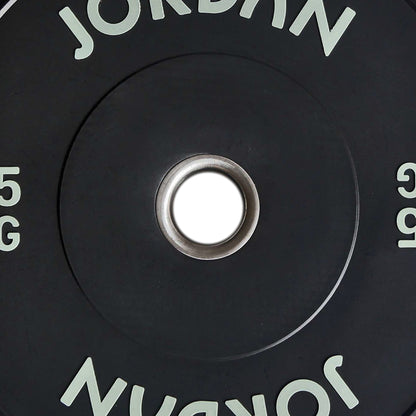 JORDAN 150kg Black Rubber Bumper Plate Set - 2x5kg, 2x10kg, 2x15kg, 2x20kg, 2x25kg - alternate angle