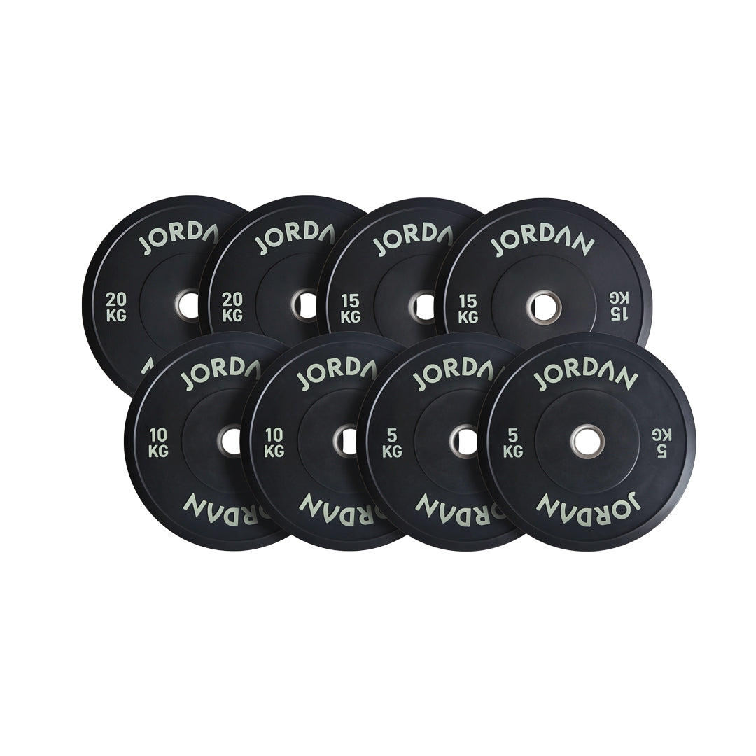 JORDAN 100kg Black Rubber Bumper Plate Set - 2x5kg, 2x10kg, 2x15kg, 2x20kg - main product view