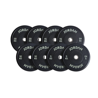JORDAN 100kg Black Rubber Bumper Plate Set - 2x5kg, 2x10kg, 2x15kg, 2x20kg - main product view