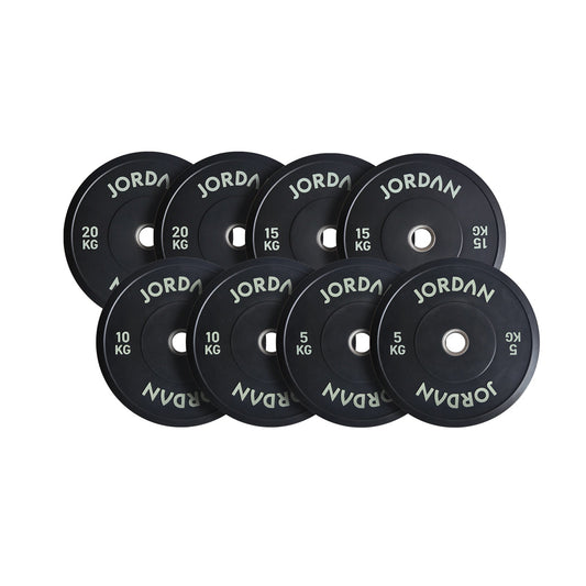 JORDAN 100kg Black Rubber Bumper Plate Set - 2x5kg, 2x10kg, 2x15kg, 2x20kg - main product view