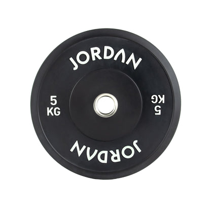 JORDAN 5kg Coloured Rubber Bumper Plate - Black - AresFit