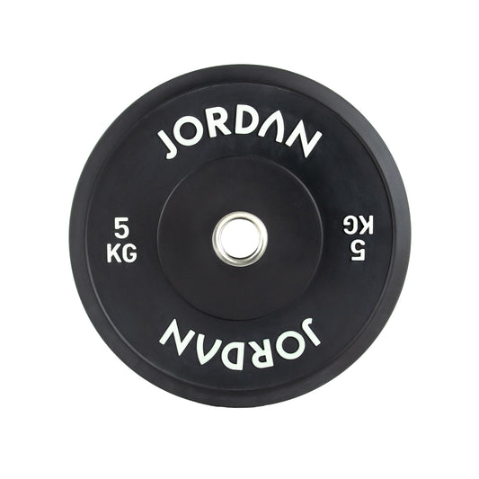 JORDAN 5kg Coloured Rubber Bumper Plate - Black - AresFit