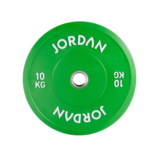 JORDAN 10kg Coloured Rubber Bumper Plate - Green - main product view