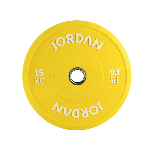 JORDAN 15kg Coloured Rubber Bumper Plate - Yellow - main product view