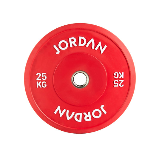 JORDAN 25kg Coloured Rubber Bumper Plate - Red - main product view