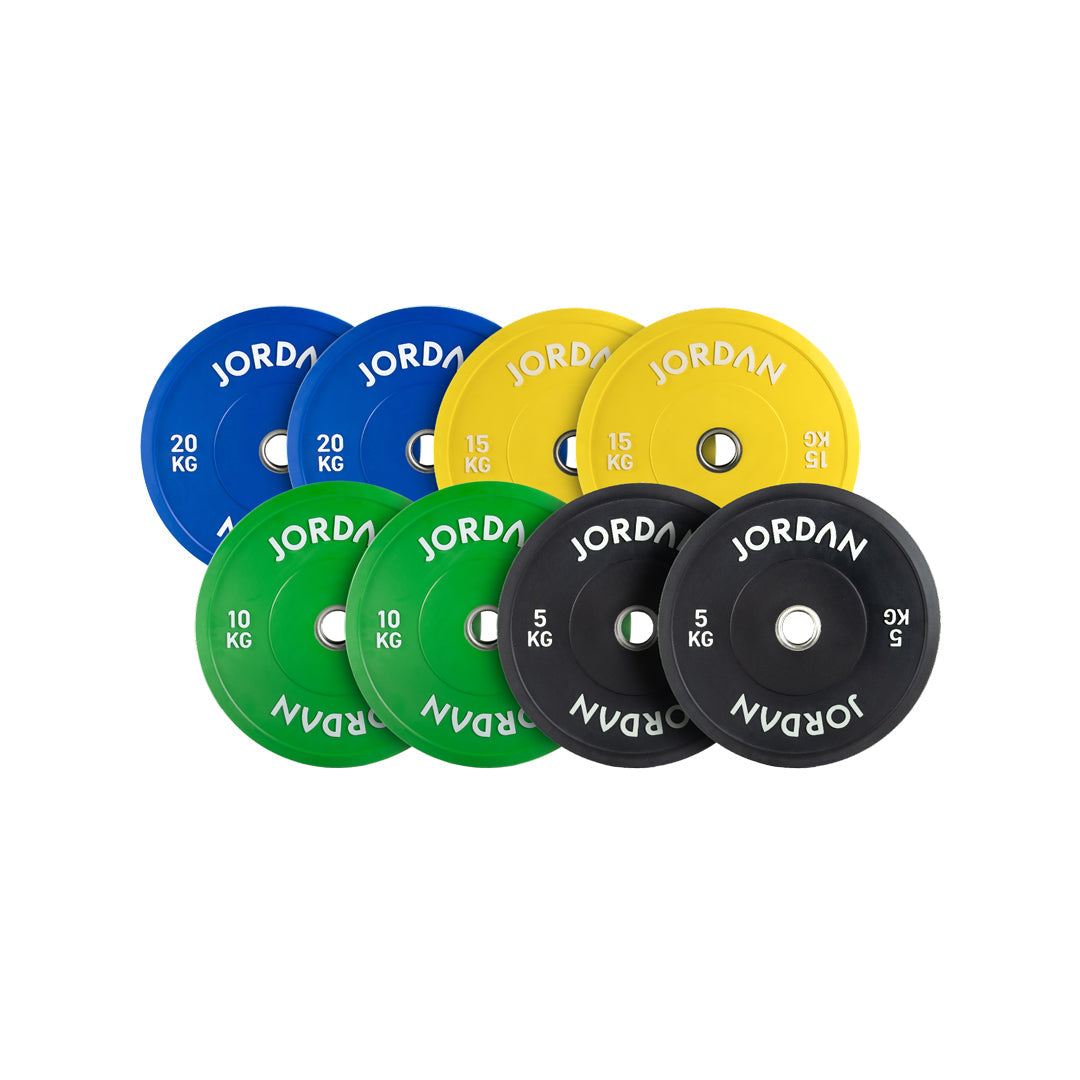 JORDAN 100kg Coloured Rubber Bumper Plate Set - 2x5kg, 2x10kg, 2x15kg, 2x20kg - main product view