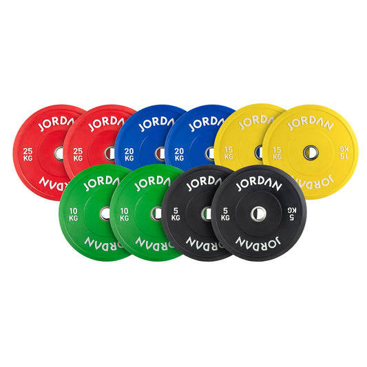 JORDAN 150kg Coloured Rubber Bumper Plate Set - 2x5kg, 2x10kg, 2x15kg, 2x20kg, 2x25kg - main product view