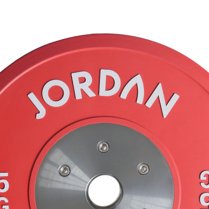 JORDAN 10kg Coloured Rubber Calibrated Competition Plate - Green - detail view