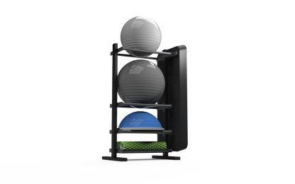 JORDAN Free Standing Gym Storage System - 2 x Flat Shelves, 2 x Ball Rails - Black - main product view