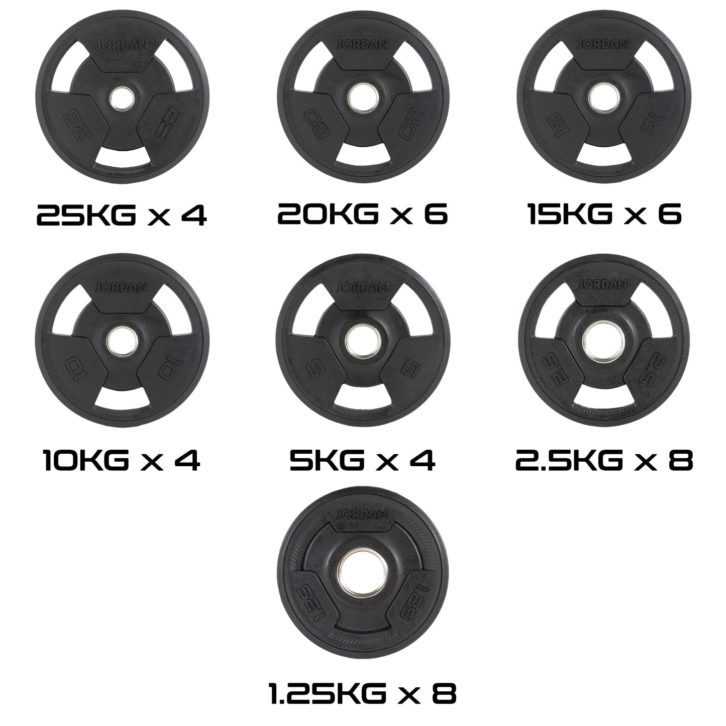 JORDAN 400kg Rubber Tri Grip Olympic Plate Set - main product view
