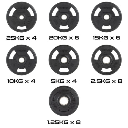 JORDAN 400kg Rubber Tri Grip Olympic Plate Set - main product view