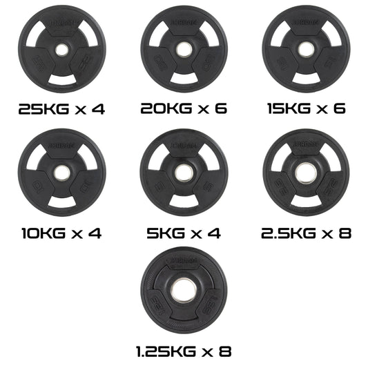 JORDAN 400kg Rubber Tri Grip Olympic Plate Set - main product view
