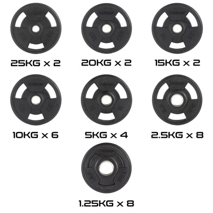 JORDAN 300kg Rubber Tri Grip Olympic Plate Set - main product view