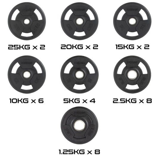 JORDAN 300kg Rubber Tri Grip Olympic Plate Set - main product view