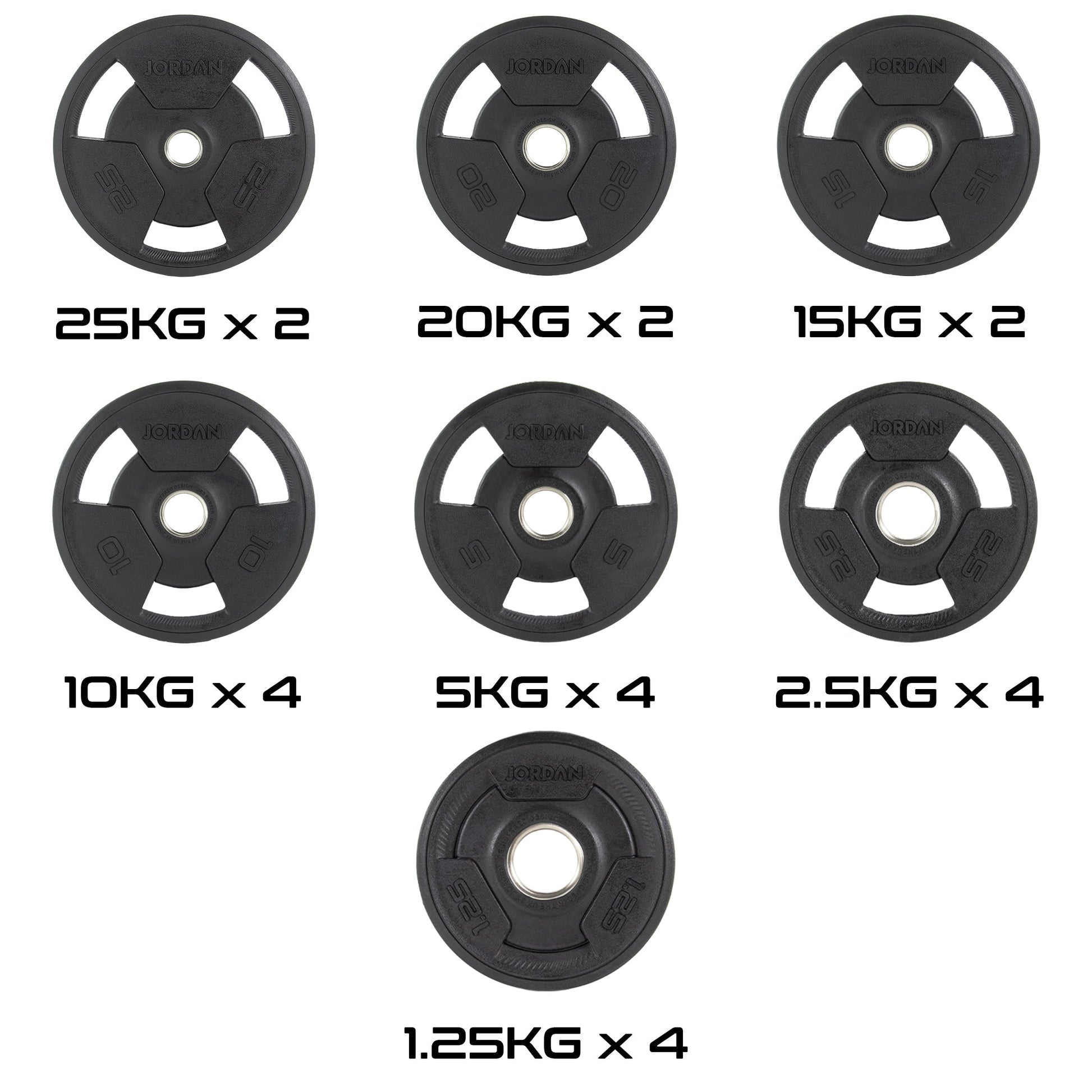 JORDAN 1.25kg Rubber Tri Grip Olympic Plate - AresFit