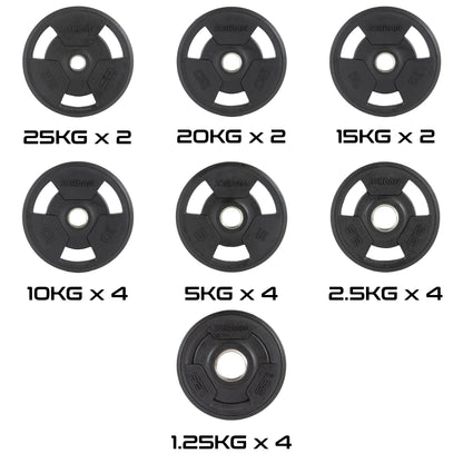 JORDAN 200kg Rubber Tri Grip Olympic Plate Set - main product view