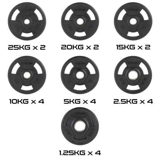 JORDAN 200kg Rubber Tri Grip Olympic Plate Set - main product view