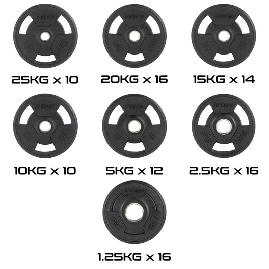 JORDAN 1000kg Rubber Tri Grip Olympic Plate Set - main product view