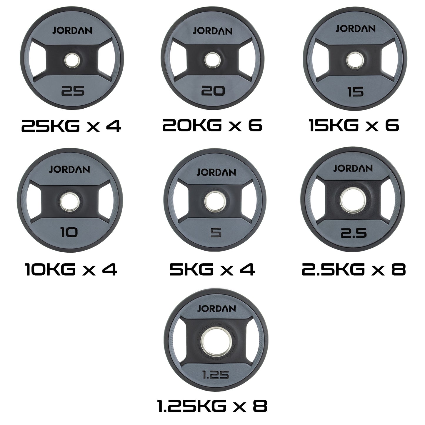 JORDAN 140kg Urethane Dual Grip Olympic Plate & Bar Set - view 14