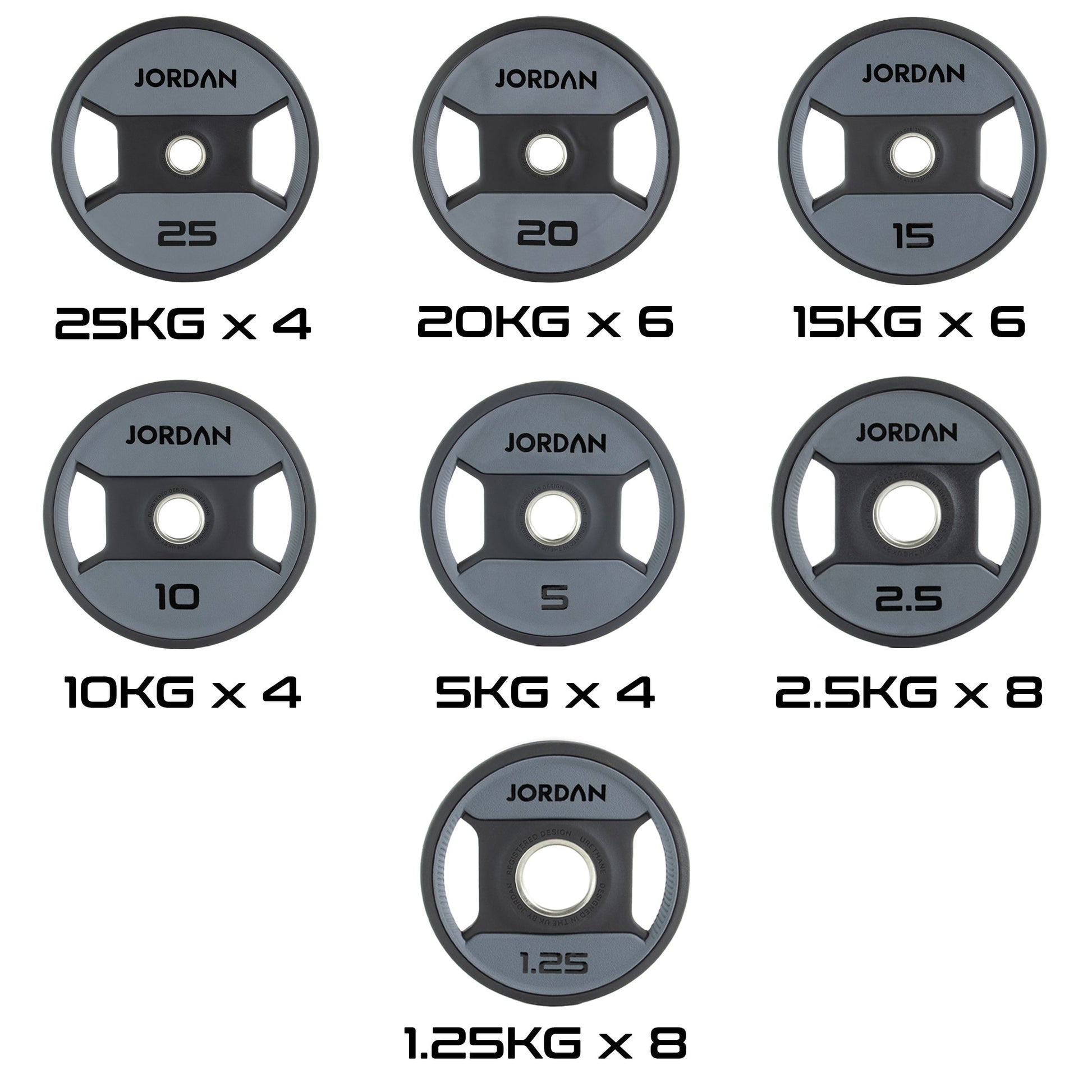 JORDAN 140kg Urethane Dual Grip Olympic Plate & Bar Set - view 14