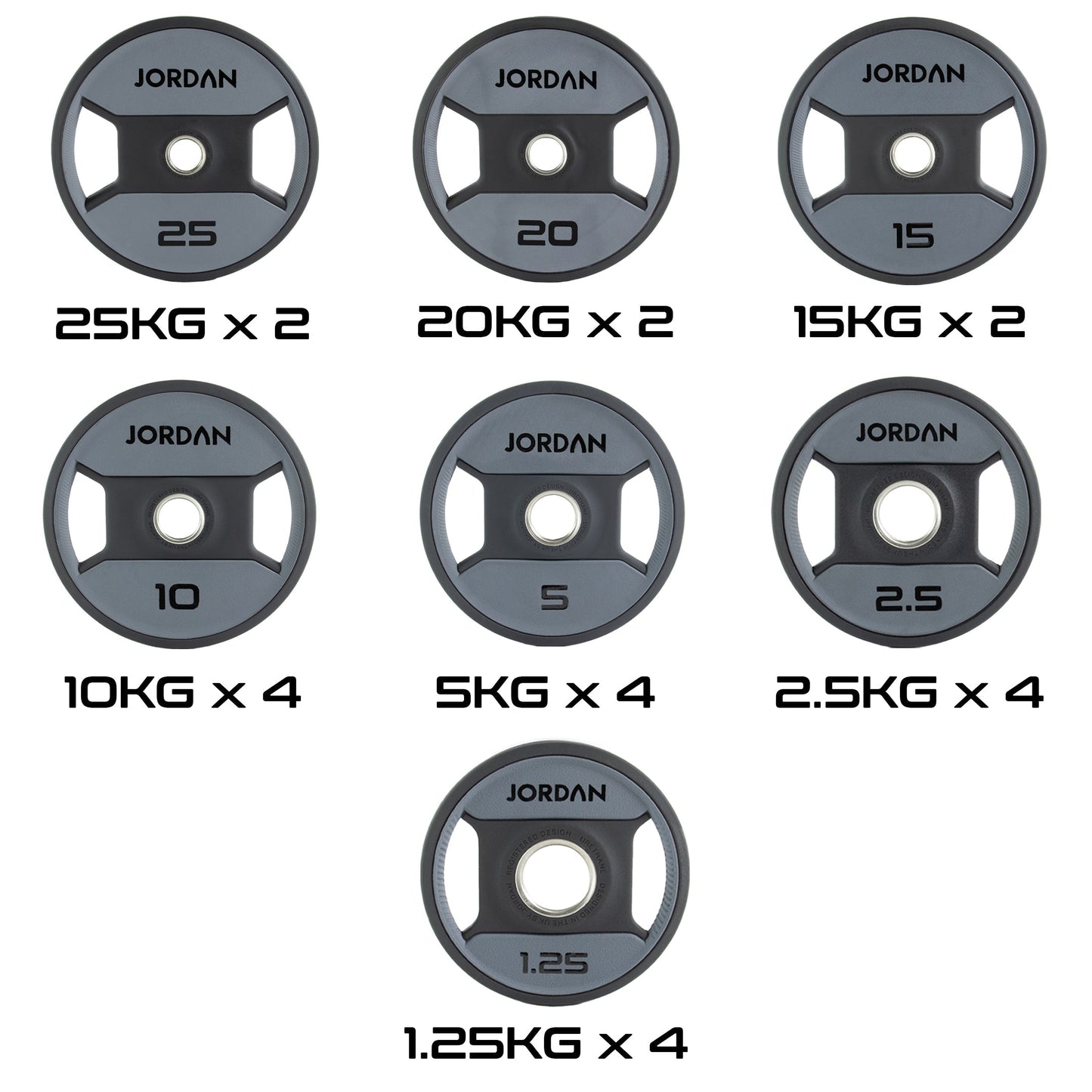 JORDAN 200kg Urethane Dual Grip Olympic Plate Set - main product view