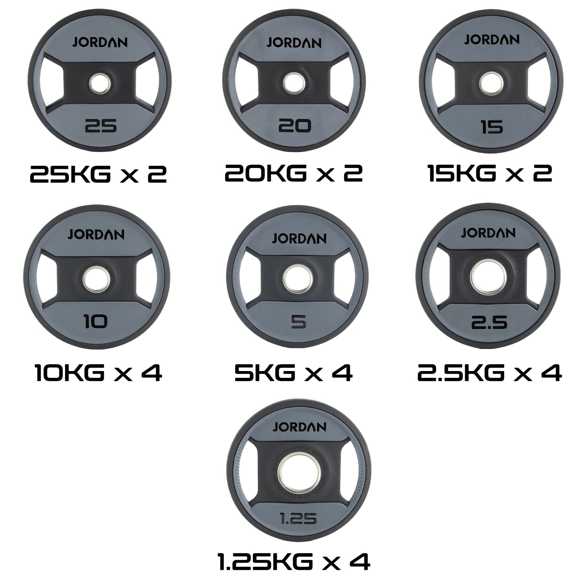 JORDAN 200kg Urethane Dual Grip Olympic Plate Set - main product view