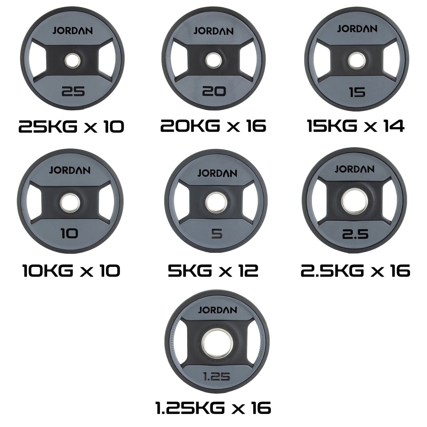 JORDAN 140kg Urethane Dual Grip Olympic Plate & Bar Set - view 13