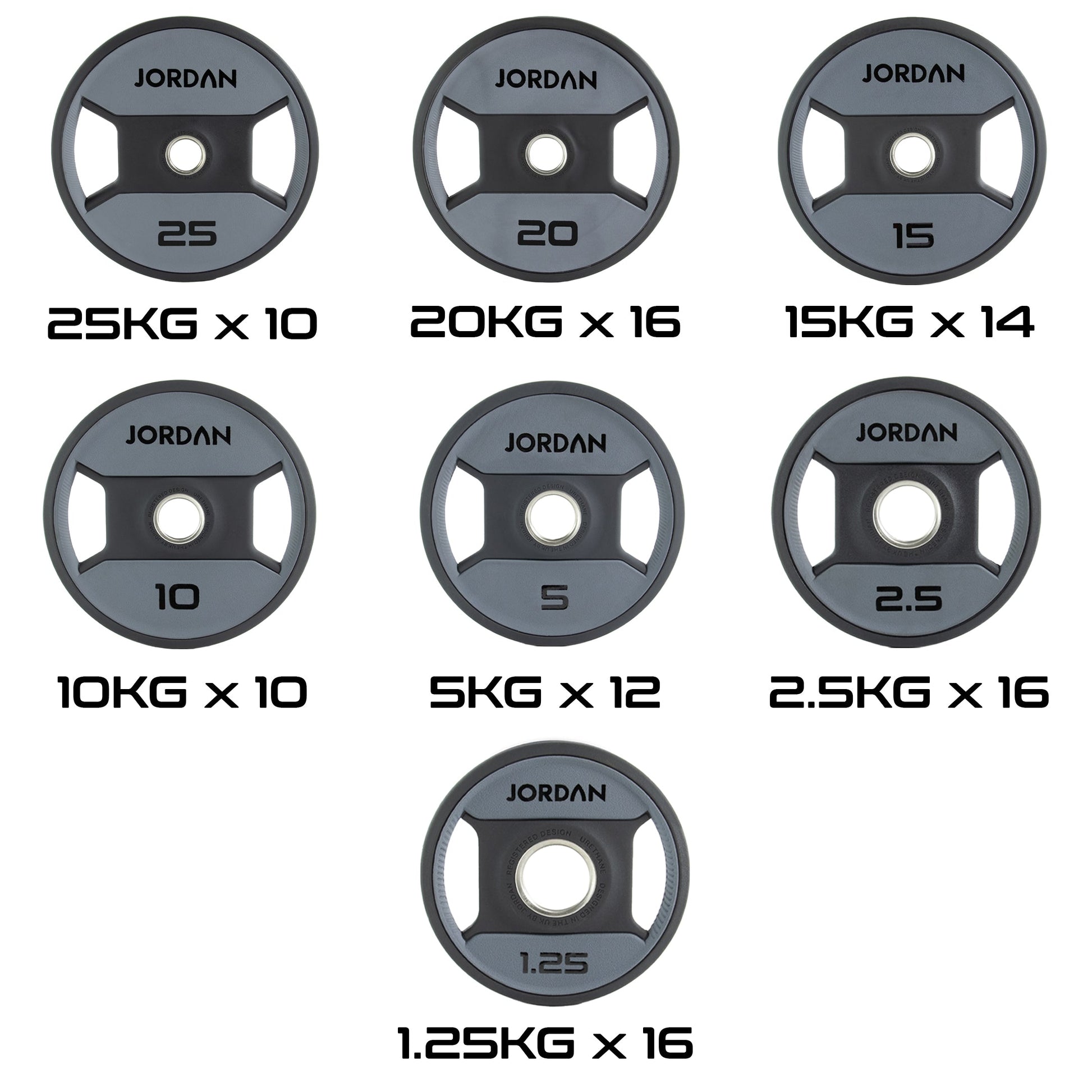 JORDAN 140kg Urethane Dual Grip Olympic Plate & Bar Set - view 13
