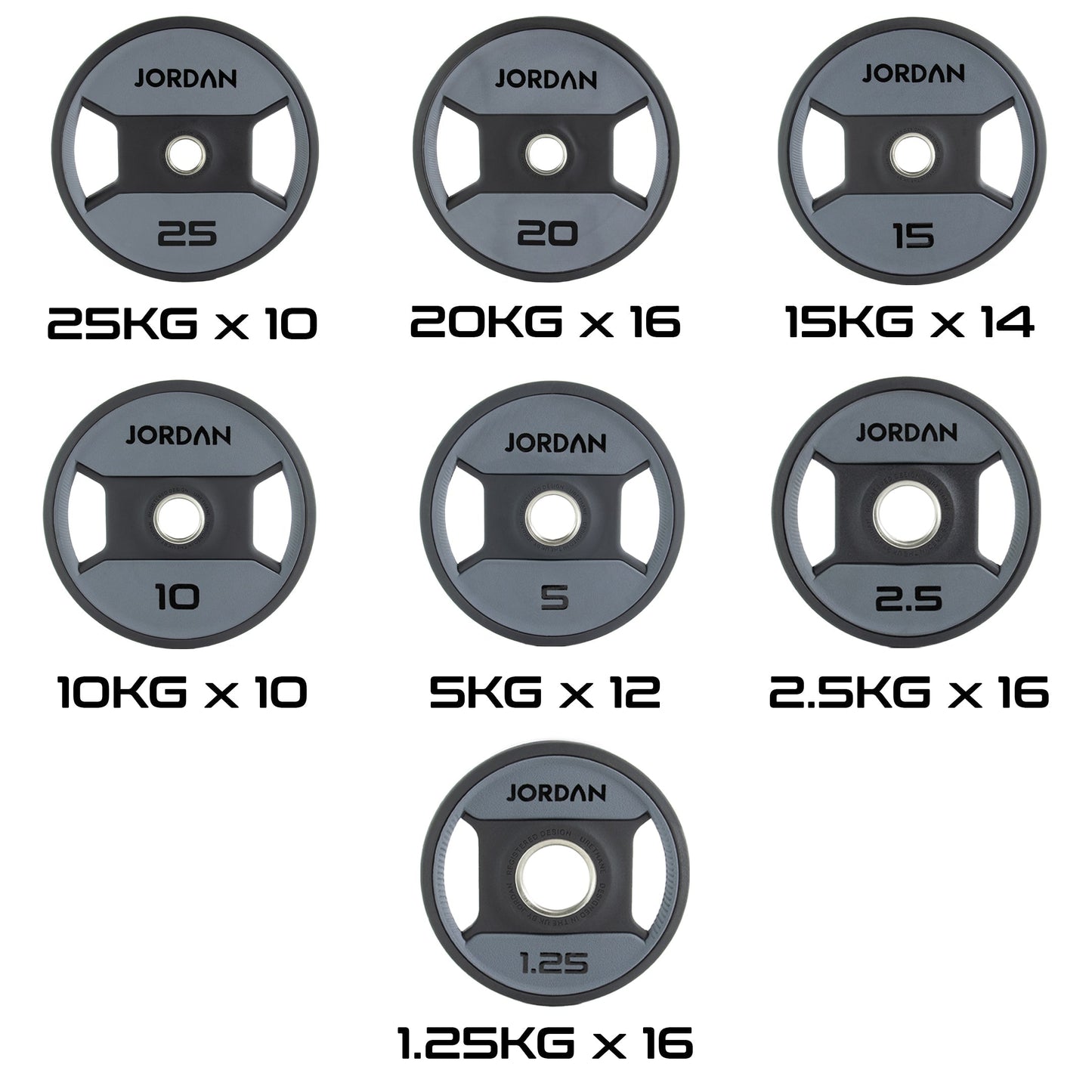 JORDAN 1000kg Urethane Dual Grip Olympic Plate Set - main product view