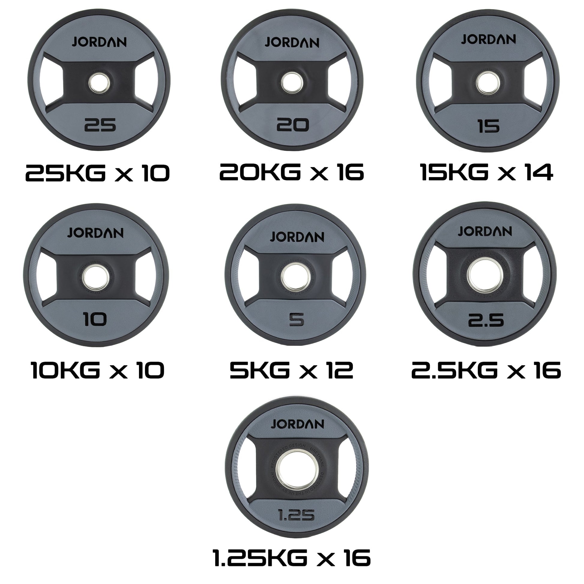 JORDAN 1000kg Urethane Dual Grip Olympic Plate Set - main product view