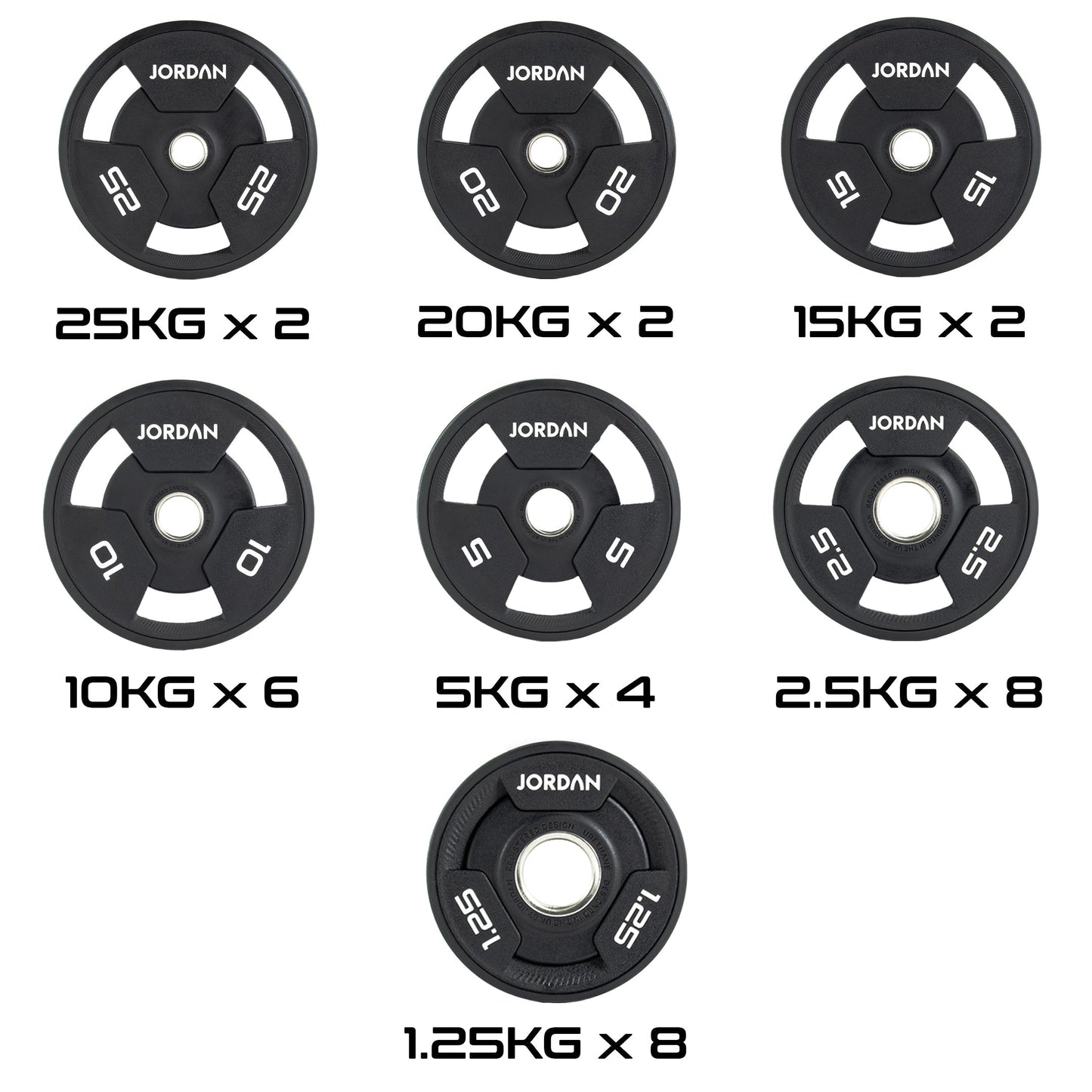 JORDAN 300kg Urethane Tri Grip Olympic Plate Set - main product view