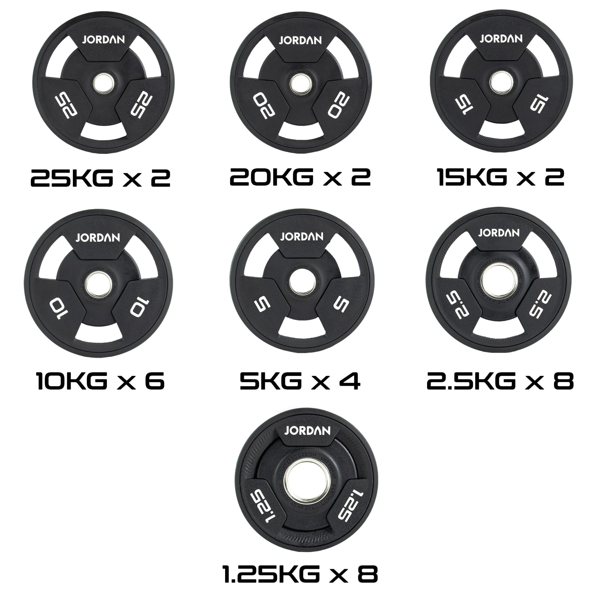 JORDAN 300kg Urethane Tri Grip Olympic Plate Set - main product view