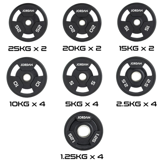 JORDAN 200kg Urethane Tri Grip Olympic Plate Set - main product view