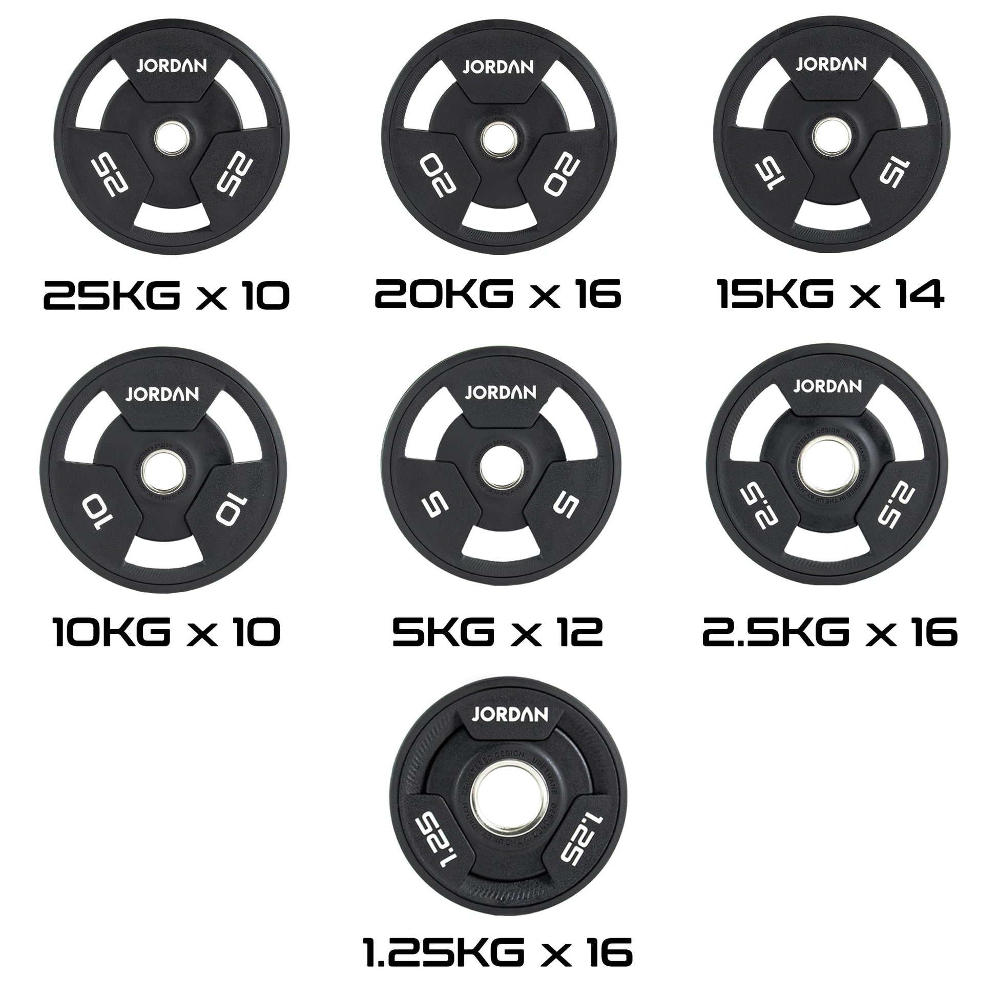 JORDAN 5kg Urethane Tri Grip Olympic Plate - AresFit
