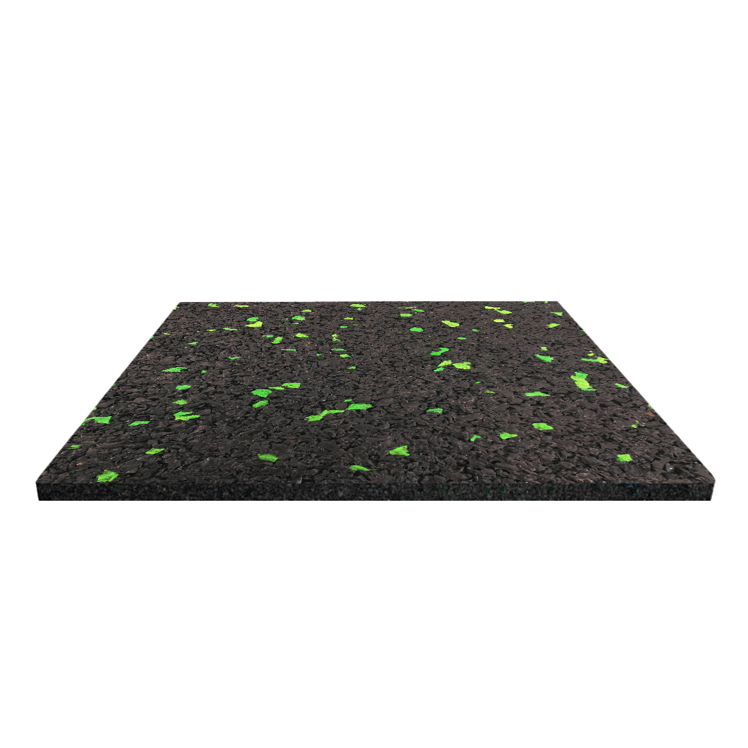 JORDAN Activ Square - Gym Flooring - Black Tile with green fleck 50cm x 50cm x 15mm - main product view