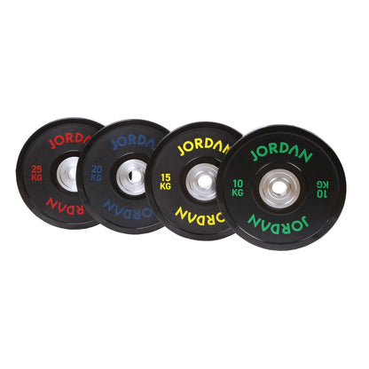 JORDAN 140kg Urethane Competition Plate Set - 2x10kg, 2x15kg, 2x20kg, 2x25kg - alternate angle