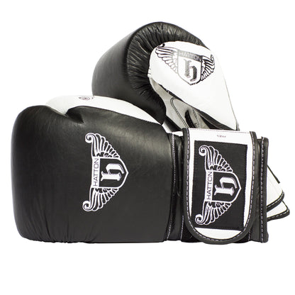 Hatton Pro Sparring Leather Velcro Glove (pair) Black 14oz