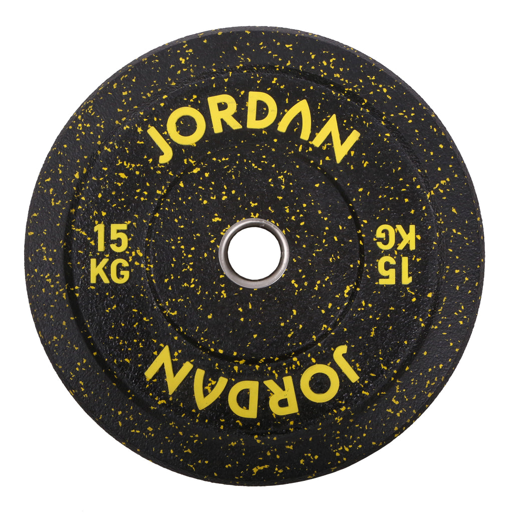 HG Black Rubber Bumper Plate - Coloured Fleck Jordan Fitness 15kg;HG Black Rubber Bumper Plate - Coloured Fleck Jordan Fitness 20kg;HG Black Rubber Bumper Plate - Coloured Fleck Jordan Fitness 25kg;HG Black Rubber Bumper Plate - Coloured Fleck Jordan Fitness 10kg;HG Black Rubber Bumper Plate - Coloured Fleck Jordan Fitness 5kg;JORDAN® HG Black Rubber Bumper Weight Plates - Coloured Fleck