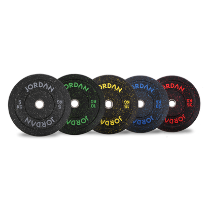 HG Black Rubber Bumper Plate - Coloured Fleck Jordan Fitness 20kg;HG Black Rubber Bumper Plate - Coloured Fleck Jordan Fitness 25kg;HG Black Rubber Bumper Plate - Coloured Fleck Jordan Fitness 15kg;HG Black Rubber Bumper Plate - Coloured Fleck Jordan Fitness 10kg;HG Black Rubber Bumper Plate - Coloured Fleck Jordan Fitness 5kg;JORDAN® HG Black Rubber Bumper Weight Plates - Coloured Fleck