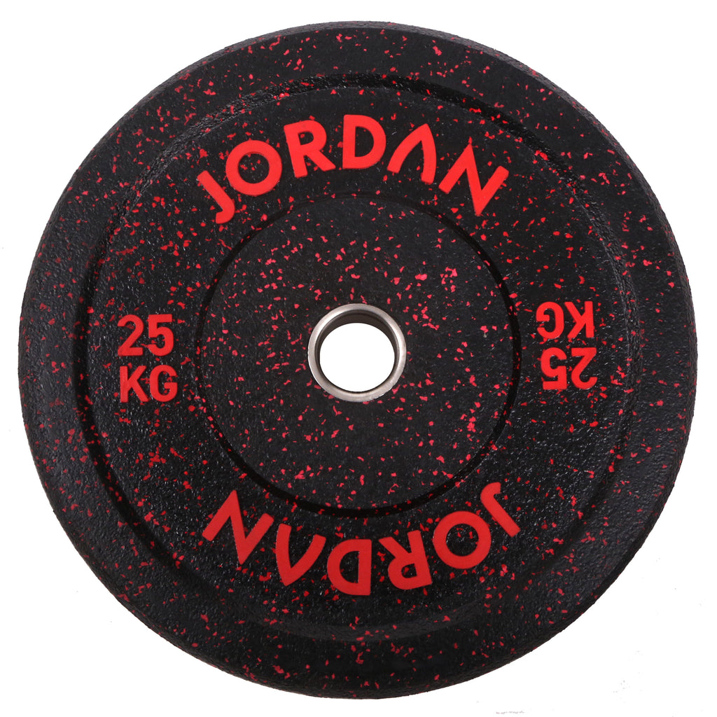 HG Black Rubber Bumper Plate - Coloured Fleck Jordan Fitness 20kg;HG Black Rubber Bumper Plate - Coloured Fleck Jordan Fitness 25kg;HG Black Rubber Bumper Plate - Coloured Fleck Jordan Fitness 15kg;HG Black Rubber Bumper Plate - Coloured Fleck Jordan Fitness 10kg;HG Black Rubber Bumper Plate - Coloured Fleck Jordan Fitness 5kg;JORDAN® HG Black Rubber Bumper Weight Plates - Coloured Fleck